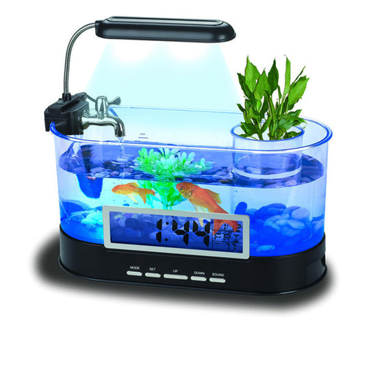 USB Desktop Mini Aquarium: Multi-Function Pen Holder with Clock and Temperature Display