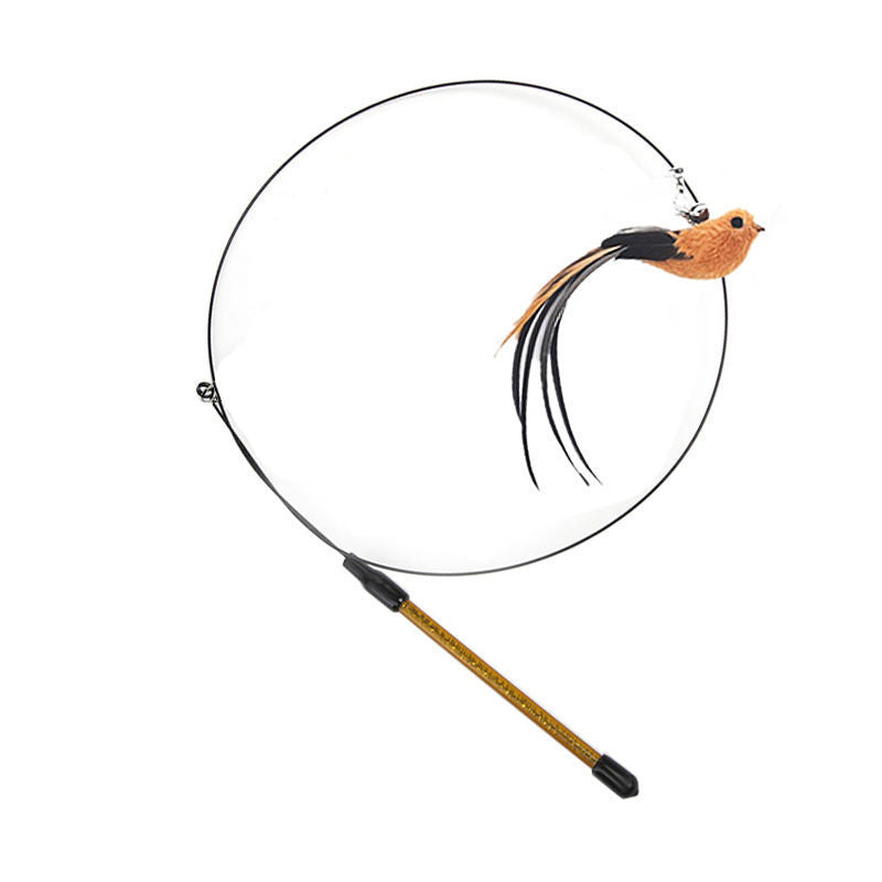 FeatherPlay Cat Stick: Long Rod with Steel Wire Feather for Interactive Fun