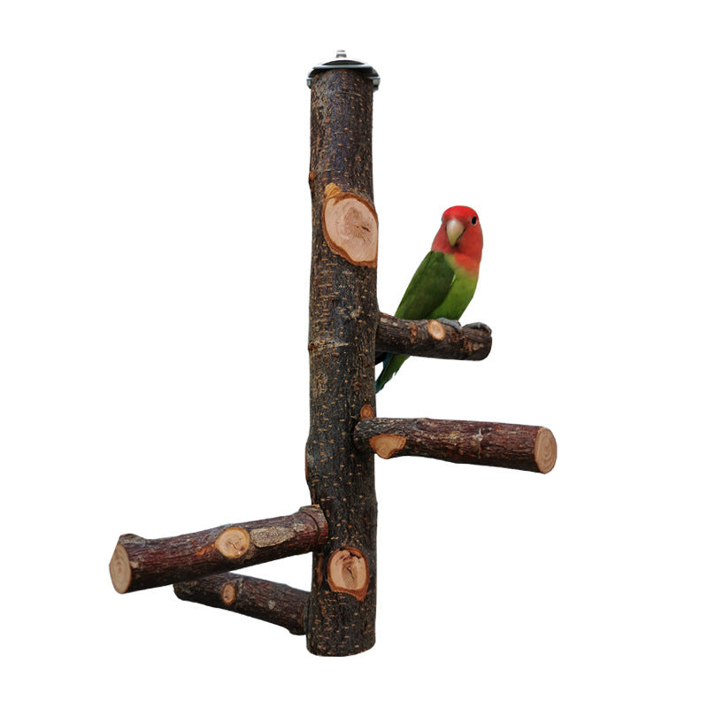 Wooden Parrot Stand Pole Toy: Interactive Bird Perch