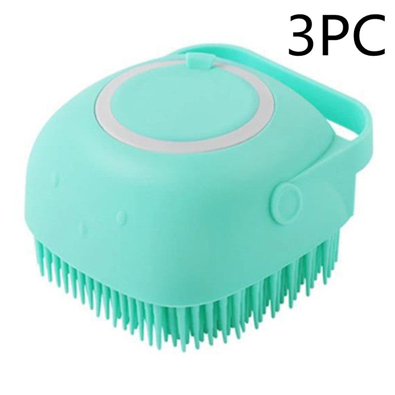 Silicone Bath Massage Gloves: Pet Grooming Brush with Shampoo Dispenser for Dogs & Cats