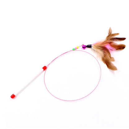 FeatherPlay Cat Stick: Long Rod with Steel Wire Feather for Interactive Fun