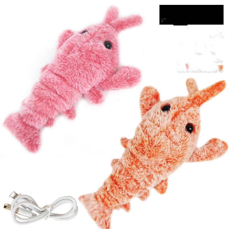 JumpingShrimp Electric Cat Toy: USB Charging, Realistic Lobster Plush