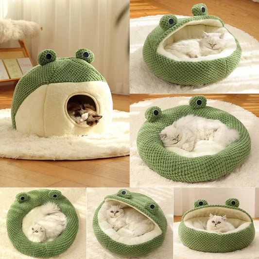 Little Frog Series Pet Nest: Warm Plush Bed for Small Dogs & Cats