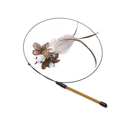 FeatherPlay Cat Stick: Long Rod with Steel Wire Feather for Interactive Fun