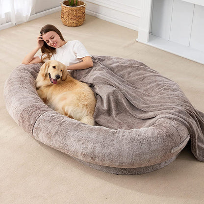 Large Human-Shaped Plush Dog Bed: Cozy and Comfortable Pet Bed