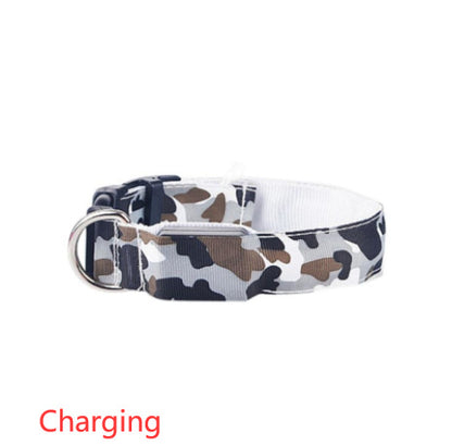 Luminous Camouflage Dog Collar: Glow-in-the-Dark Pet Safety Collar