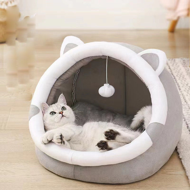 CatCave Cozy Bed: Plush Winter Kennel with Velvet Cushion