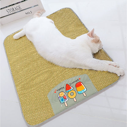 IceCool Grass Pet Mat: Summer Cooling and Anti-Scratch Sleeping Mat for Dogs & Cats