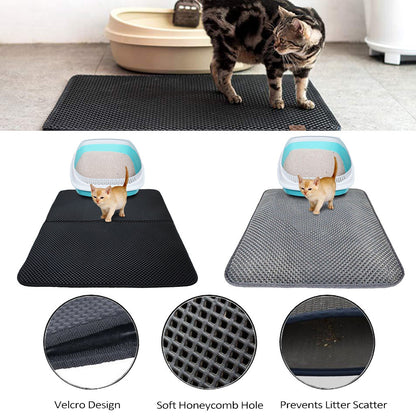 DoubleLayer Litter Mat: Trapping Cat Litter Box Mat for Clean Home