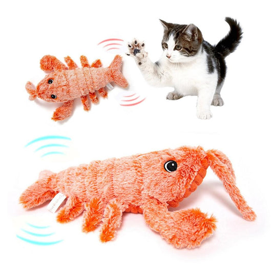 JumpingShrimp Electric Cat Toy: USB Charging, Realistic Lobster Plush