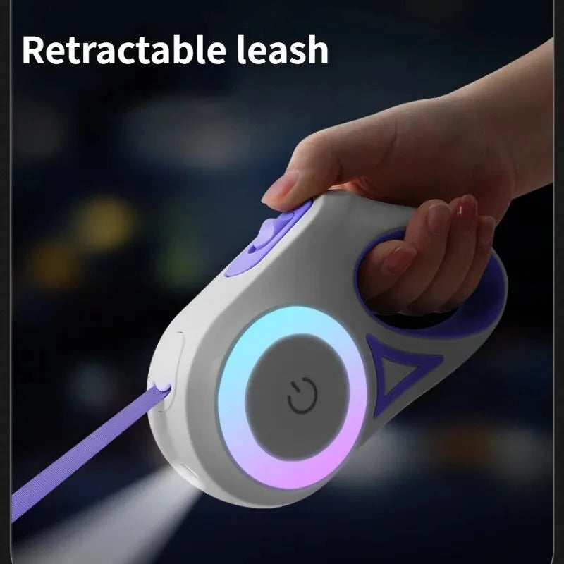 LED Retractable Dog Leash with Collar: Automatic Lock & Unlock for Small and Medium Pets