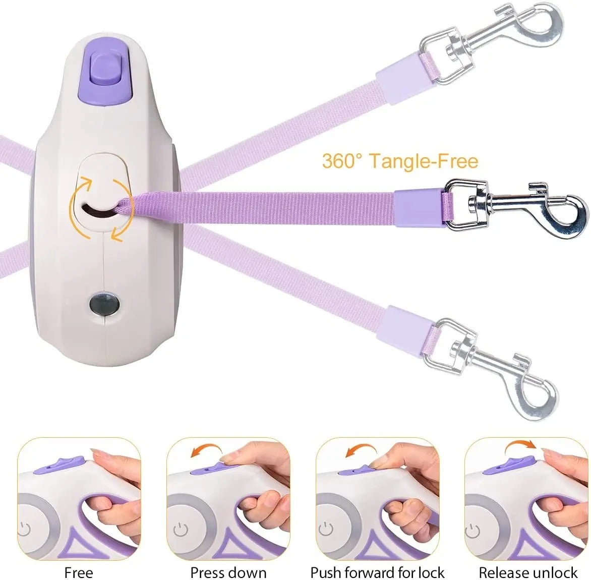 LED Retractable Dog Leash with Collar: Automatic Lock & Unlock for Small and Medium Pets